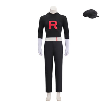Pokemon Team Rocket Jessie and James Cosplay Costume Male With Hat Becostume